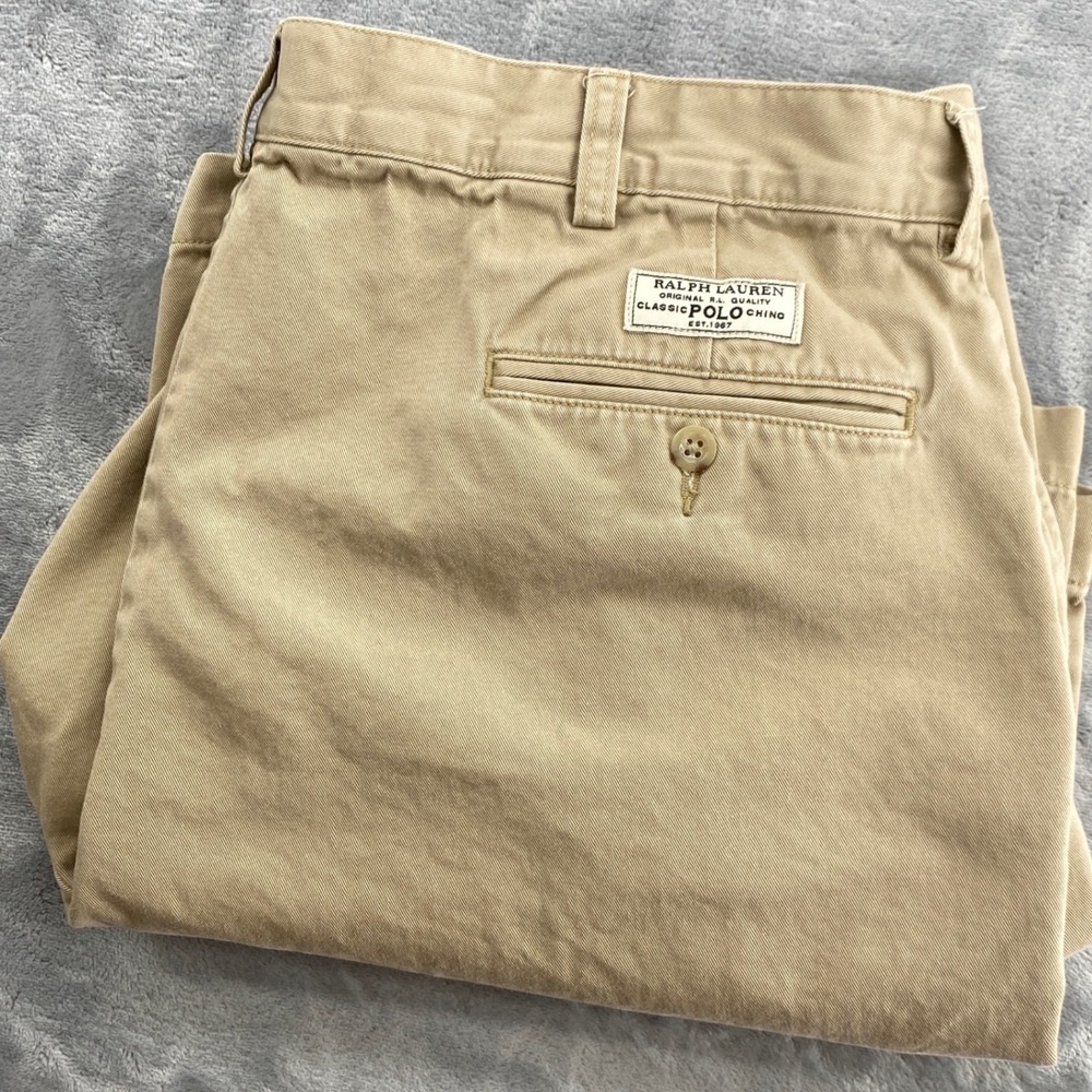 Polo Ralph Lauren Prospect Short Mens 40(38)Tan Khaki Cotton Classic Chino 90's